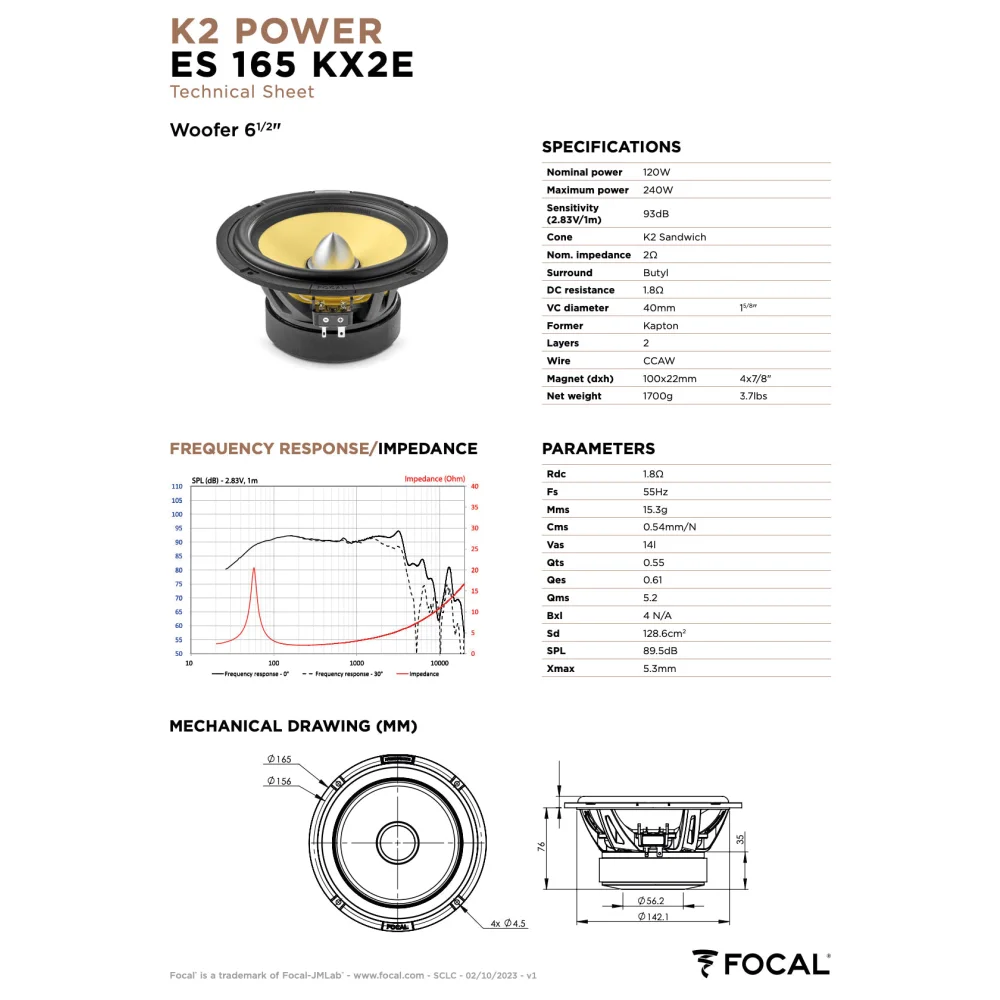 Es 165 Kx2e Focal K2 Power Evo 6.5’’ 2-way Component