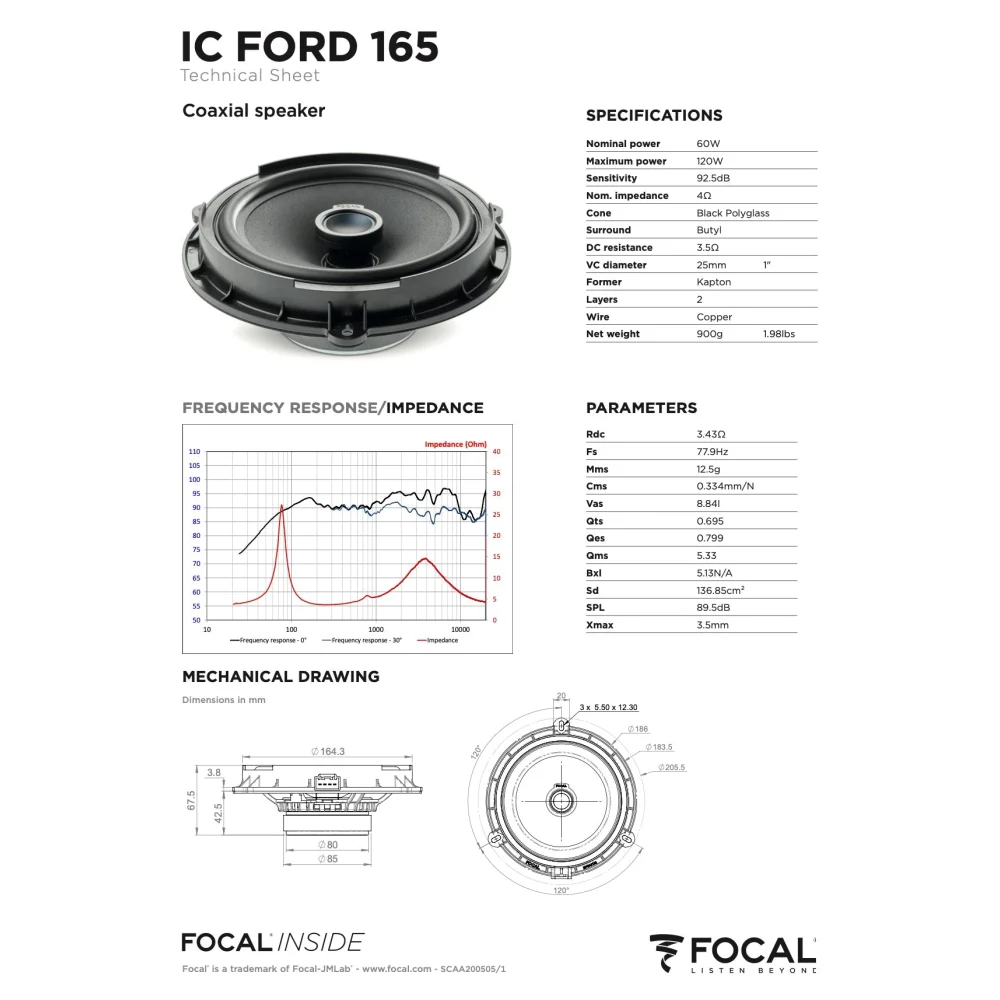 Ic Ford 165 Focal Inside 6.5’’ Polyglass 2-way Coaxial