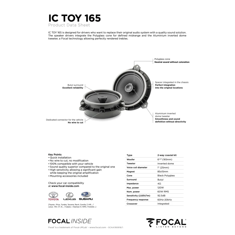 Ic Toy 165 Focal Inside 6.5’’ Polyglass 2-way Coaxial