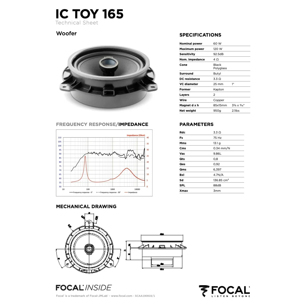 Ic Toy 165 Focal Inside 6.5’’ Polyglass 2-way Coaxial