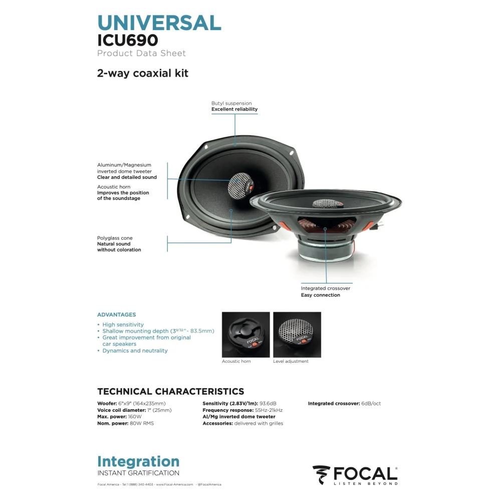 Icu 690 Focal Universal Integration 6x9’’ Coaxial 2 Way