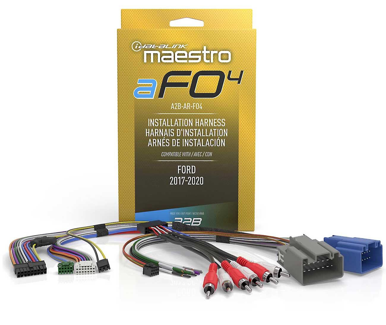 iDatalink Maestro A2B-AR-FO4 amplifier replacement T-harness for select Ford A2B systems