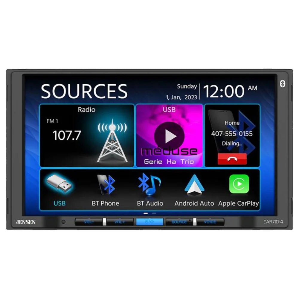 Jensen 7’’ Touchscreen Bluetooth Car Radio with Backup