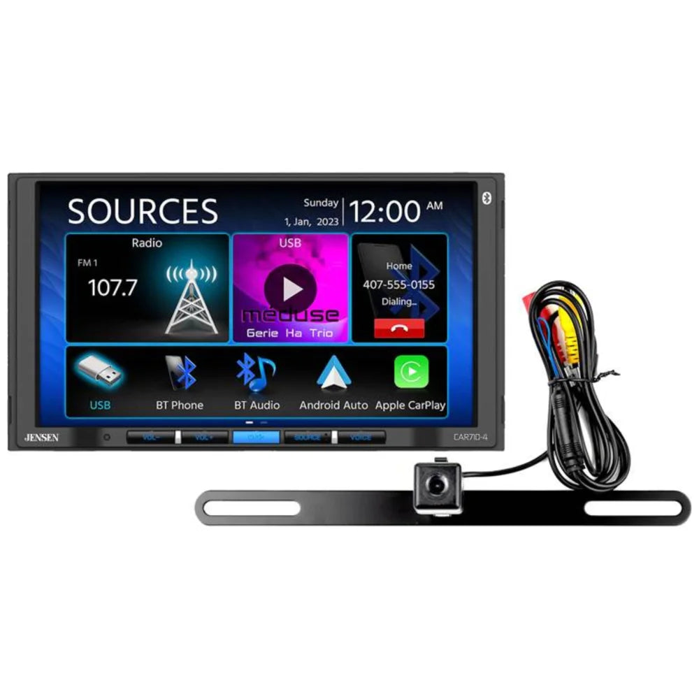Jensen 7’’ Touchscreen Bluetooth Car Radio with Backup