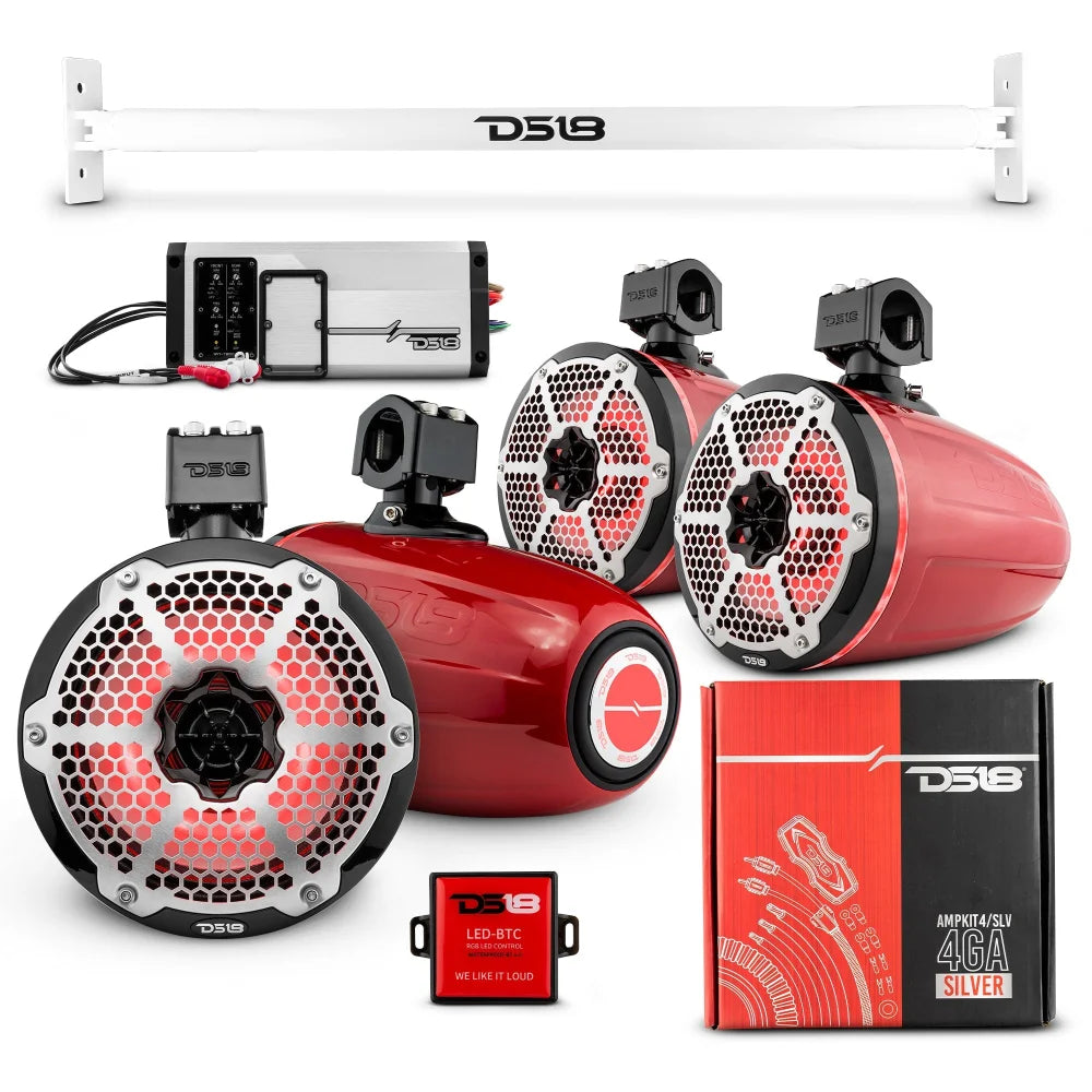 Jl-tube 4x 8’’ Marine Towers Speakers with Rgb Led Lights