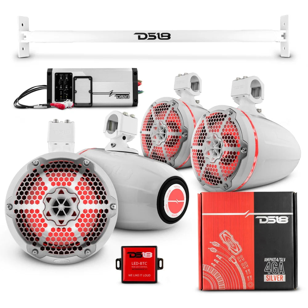 Jl-tube 4x 8’’ Marine Towers Speakers with Rgb Led Lights