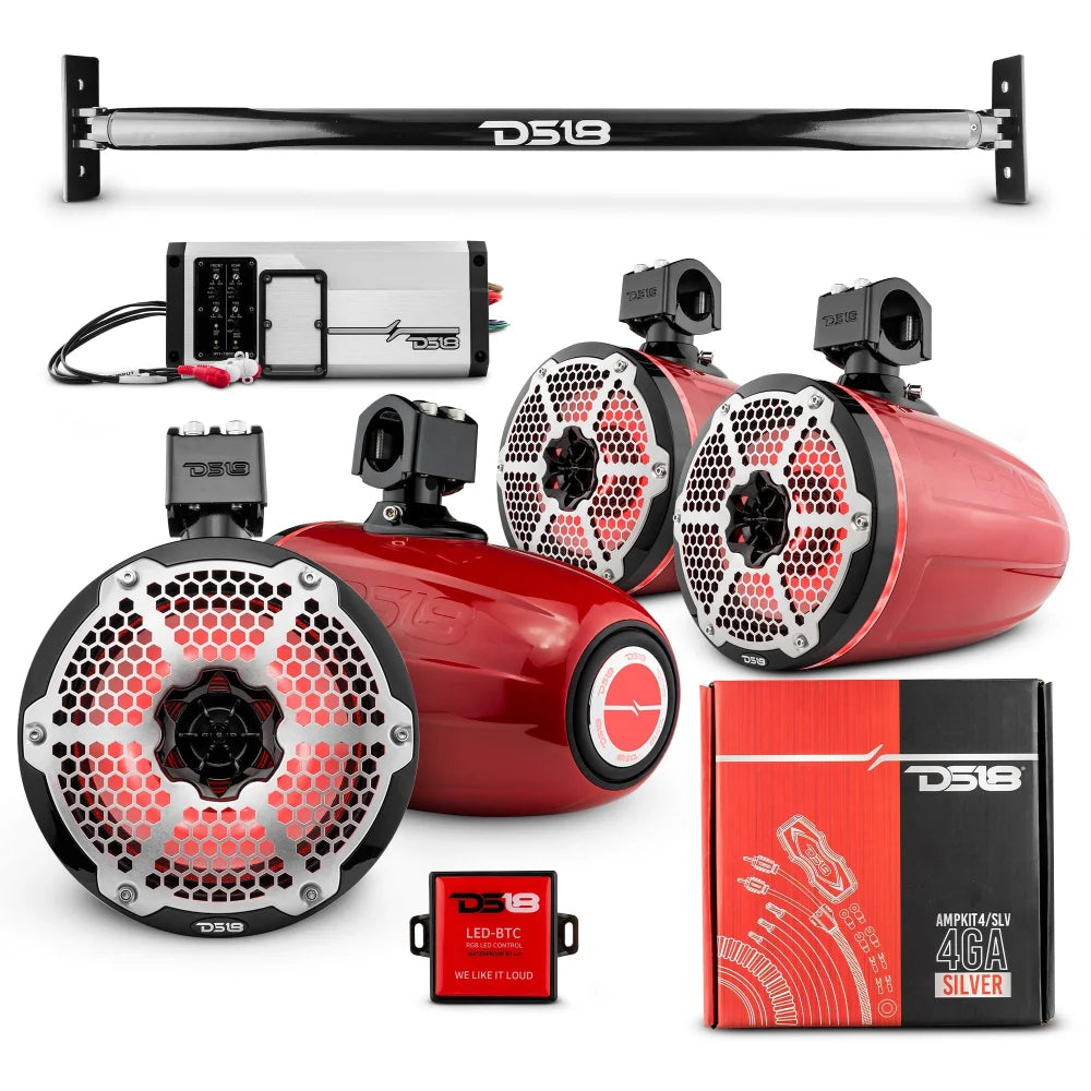 Jl-tube 4x 8’’ Marine Towers Speakers with Rgb Led Lights