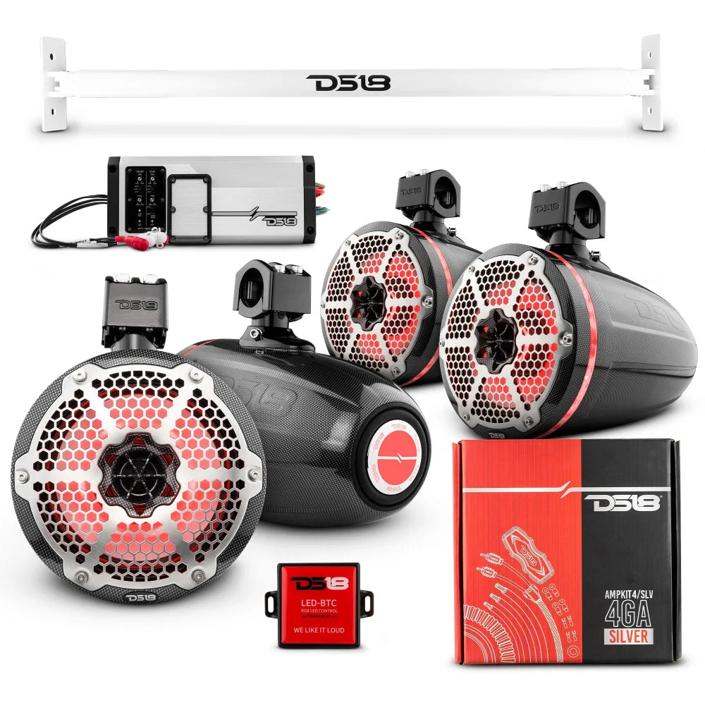 Jl-tube 4x 8’’ Marine Towers Speakers with Rgb Led Lights