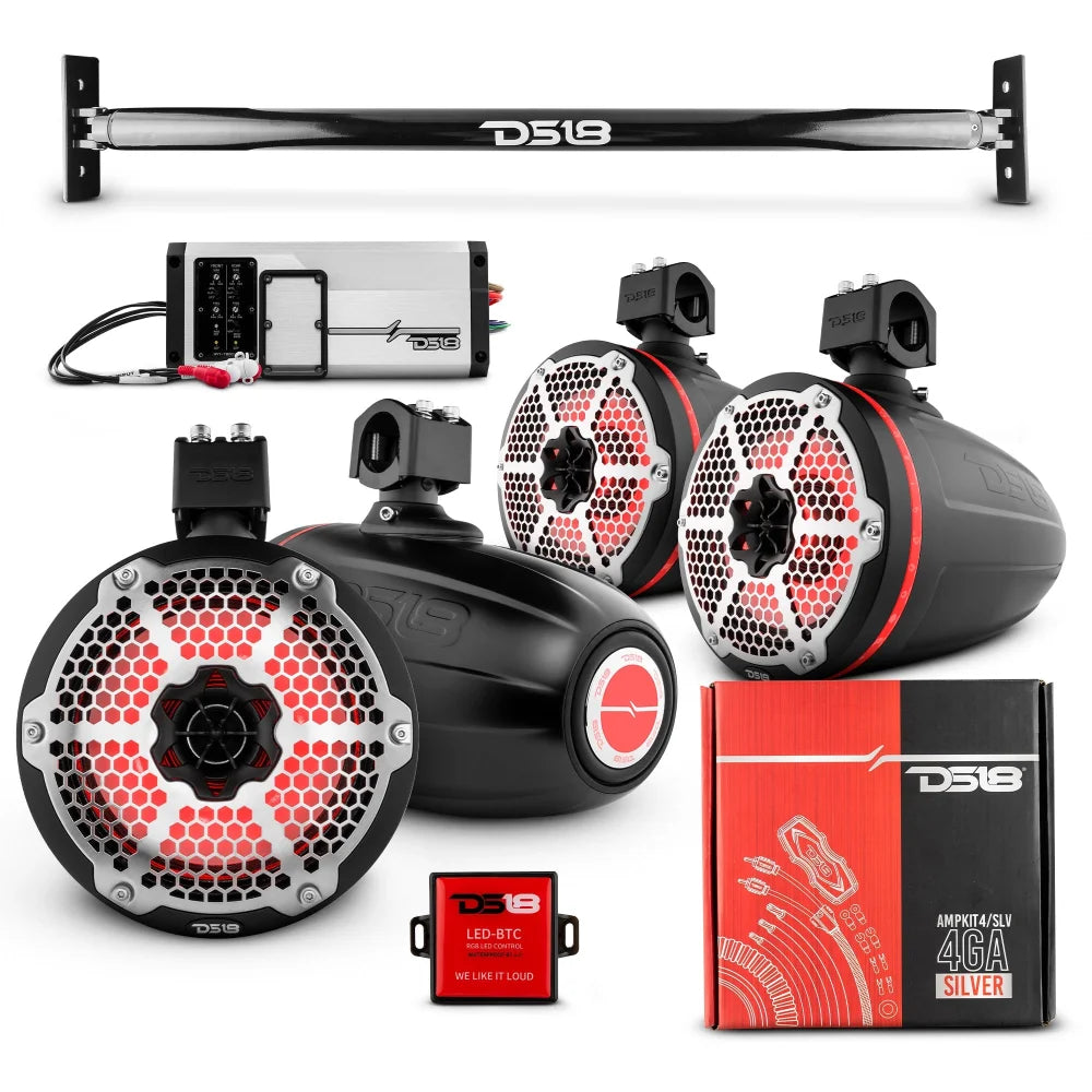 Jl-tube 4x 8’’ Marine Towers Speakers with Rgb Led Lights