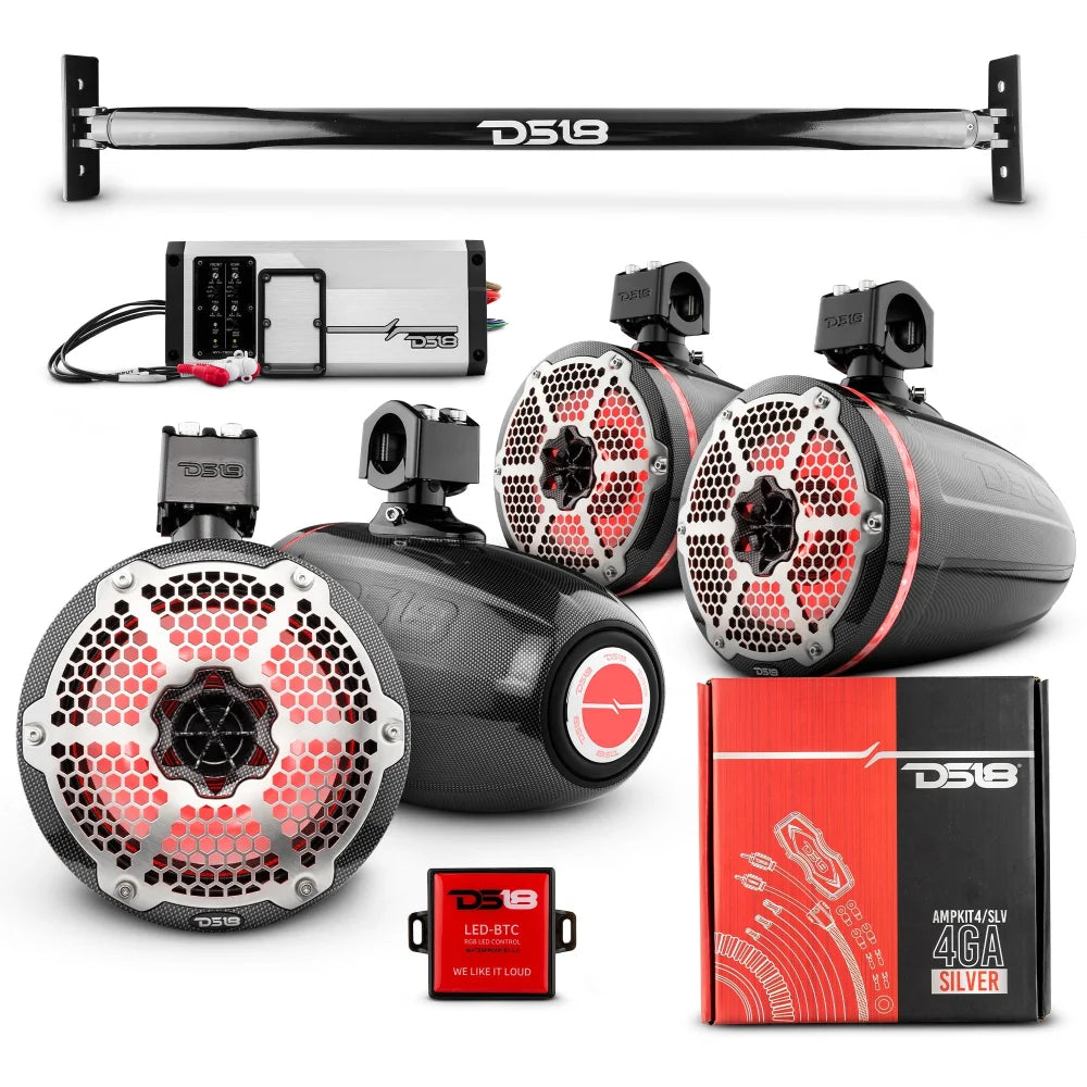 Jl-tube 4x 8’’ Marine Towers Speakers with Rgb Led Lights