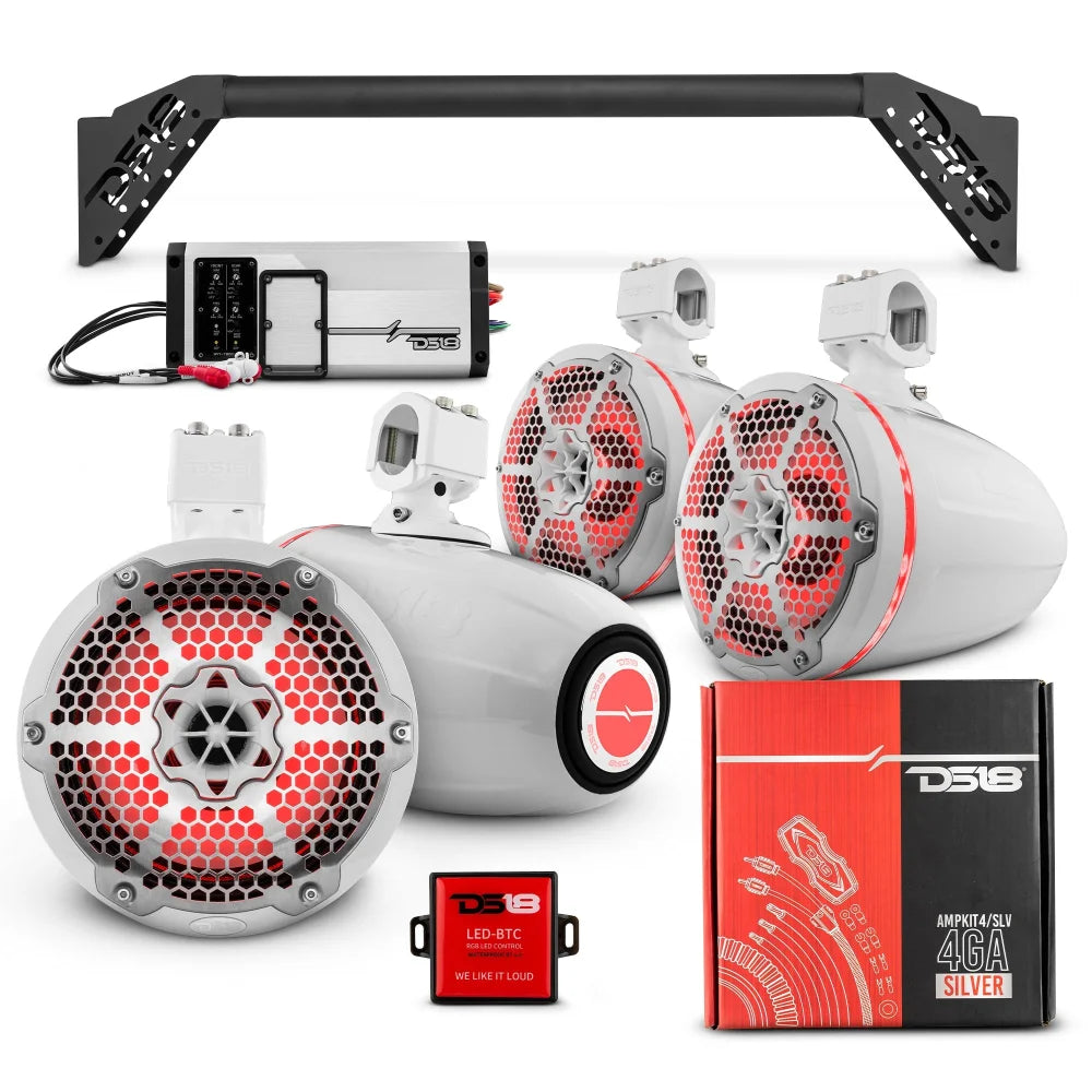 Jl-tubeup 4x 8’’ Marine Towers Speakers with Rgb Led Lights