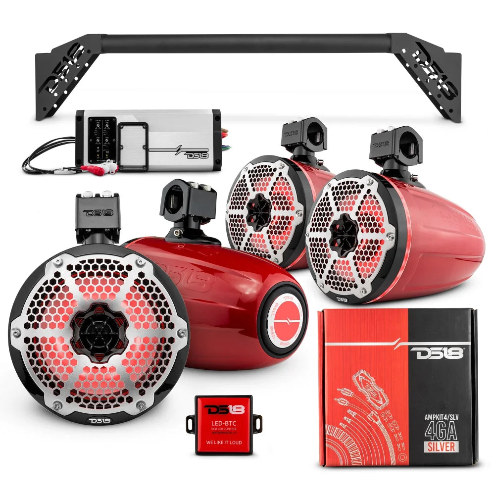 Jl-tubeup 4x 8’’ Marine Towers Speakers with Rgb Led Lights