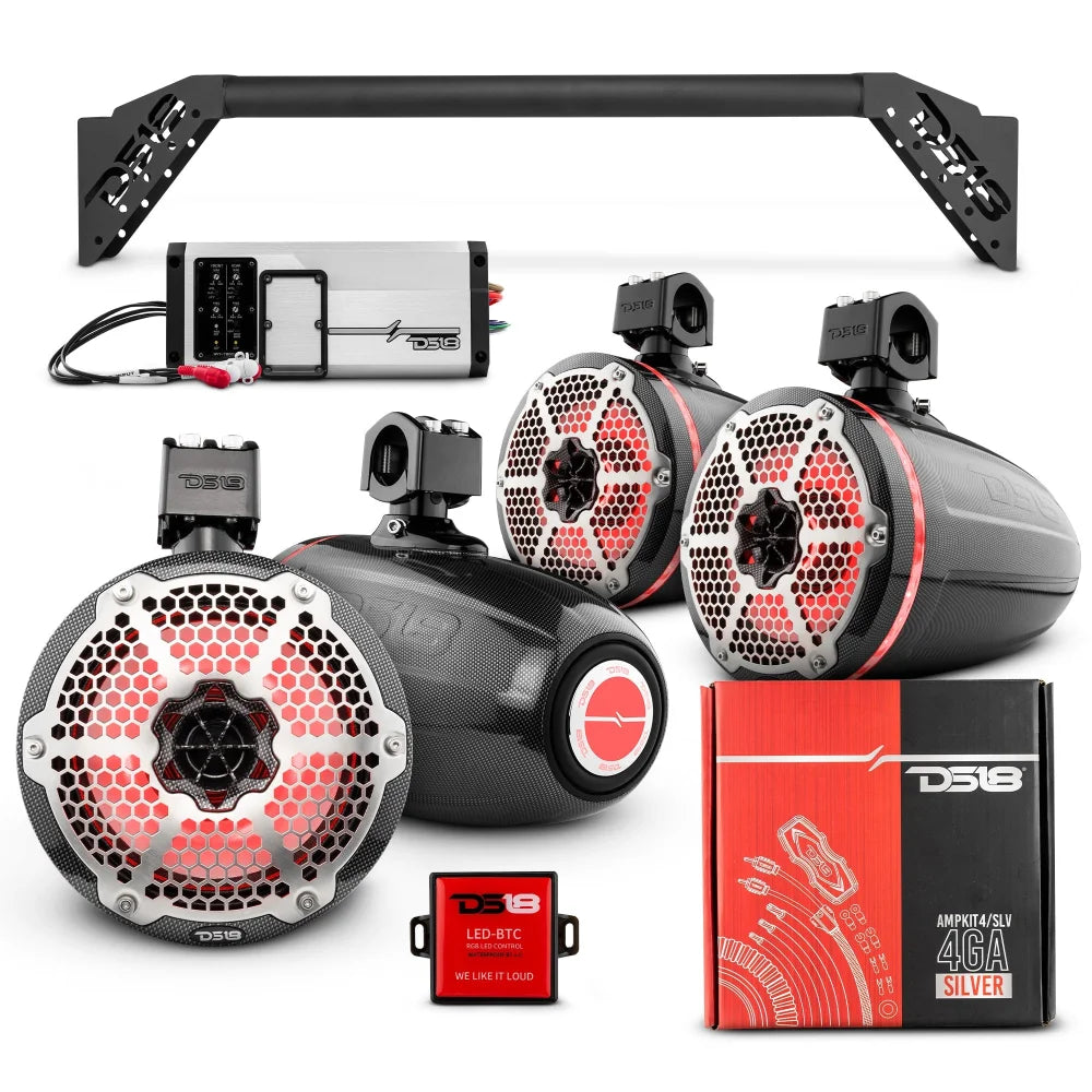 Jl-tubeup 4x 8’’ Marine Towers Speakers with Rgb Led Lights