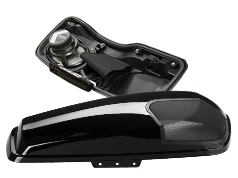 KICKER 46HDBL69VB Vivid Black Harley-Davidson saddlebag lids with PS69 speakers