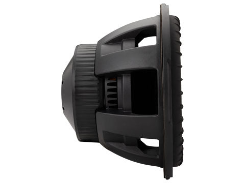 Kicker CompQ 12-inch subwoofer rear three-quarter view