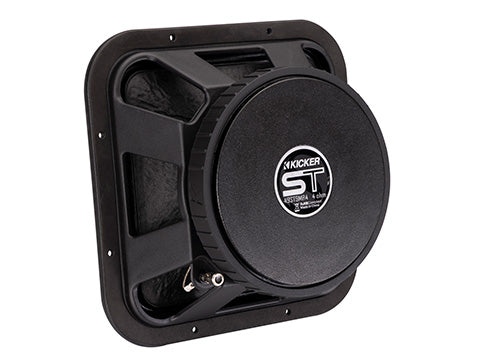 Kicker 9-inch square midrange speaker angled view
