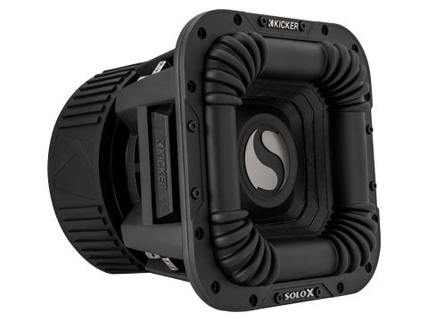 Kicker SoloX L7X 10-inch subwoofer rear three-quarter view