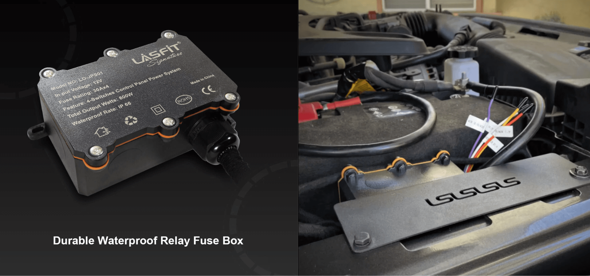 LASFIT auxiliary switch panel relay fuse box and heavy-duty wiring