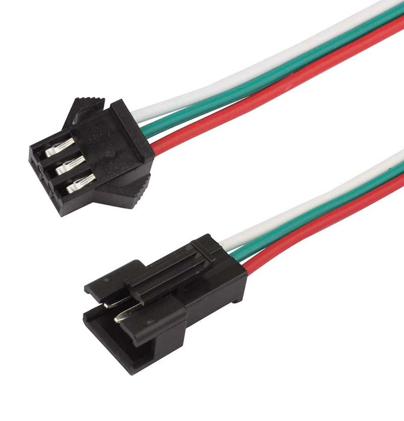 Lit FX 3-pin LED pigtail pair with male and female connectors