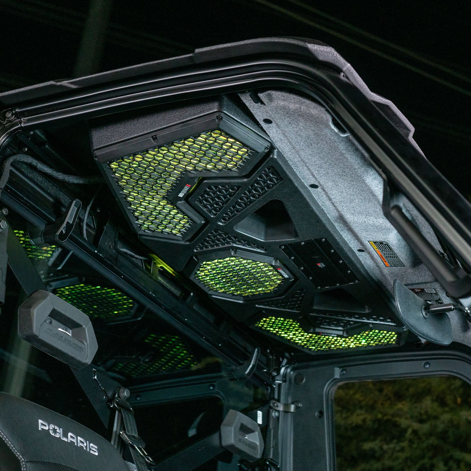 MBQRG2-S7R 500 Watt 7 Speaker Polaris RANGER Audio Roof with 7 Inch LED Source Unit and 45 Inch Light Bar