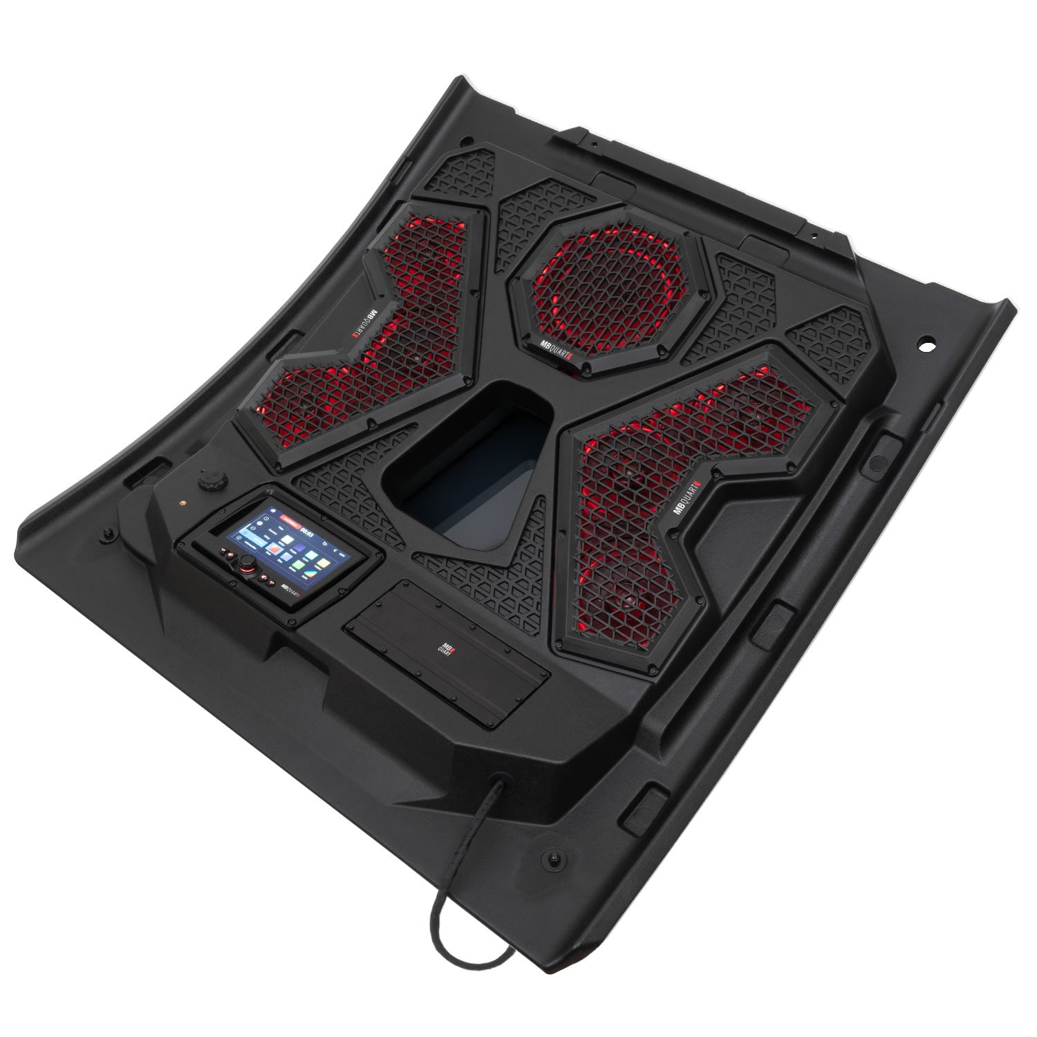 MBQRT2-S7R 500 Watt 7 Speaker Polaris RZR Trail Audio Roof with 7 Inch LED Source Unit and 32 Inch Light Bar