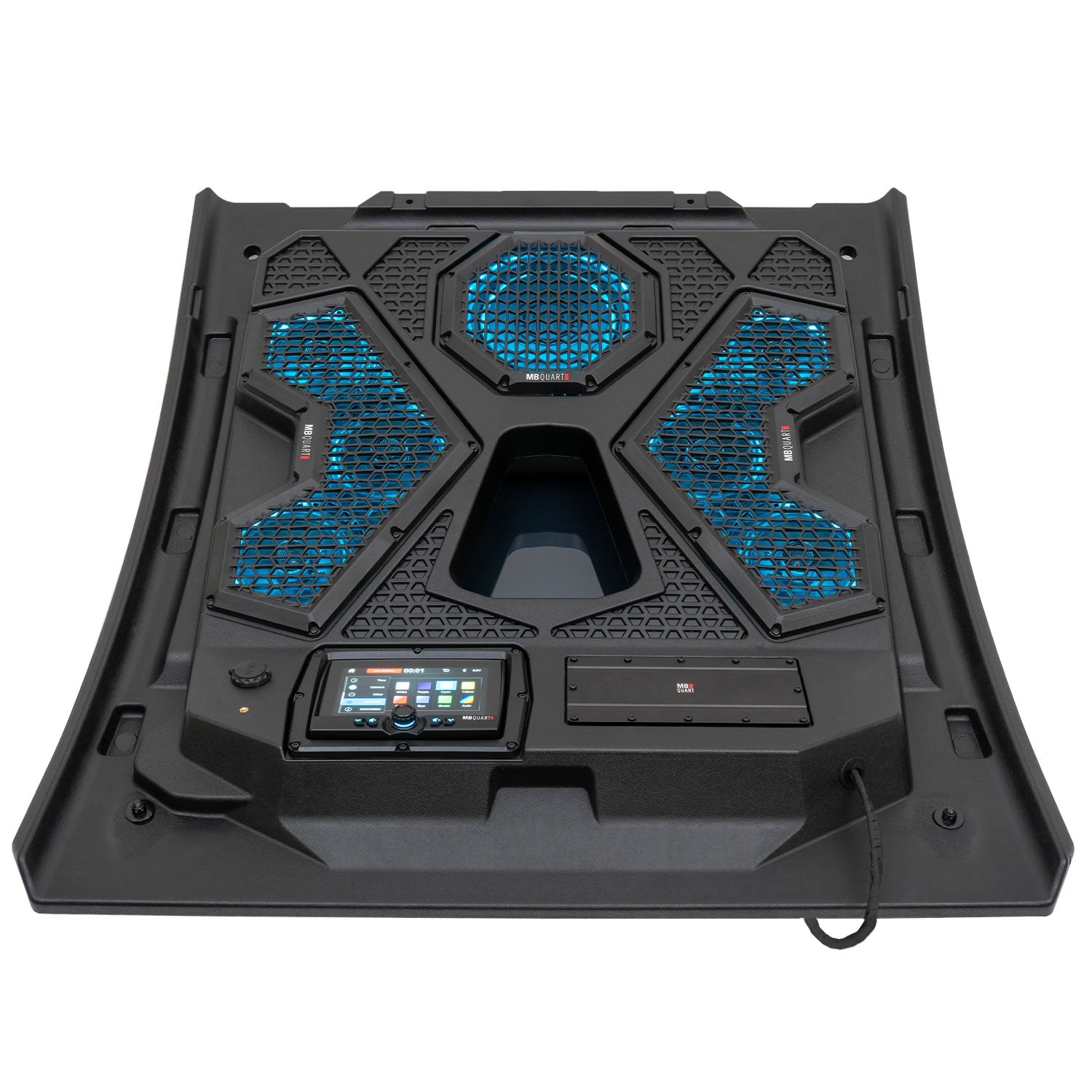 MBQRT2-S7R 500 Watt 7 Speaker Polaris RZR Trail Audio Roof with 7 Inch LED Source Unit and 32 Inch Light Bar