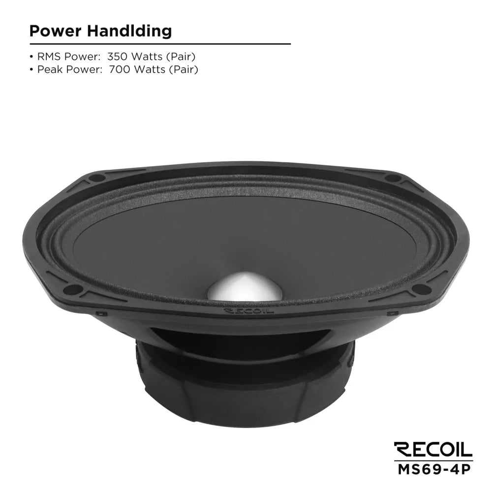 Recoil Ms69-4p 6x9-inch Midrange Pro Audio Car Speakers 4