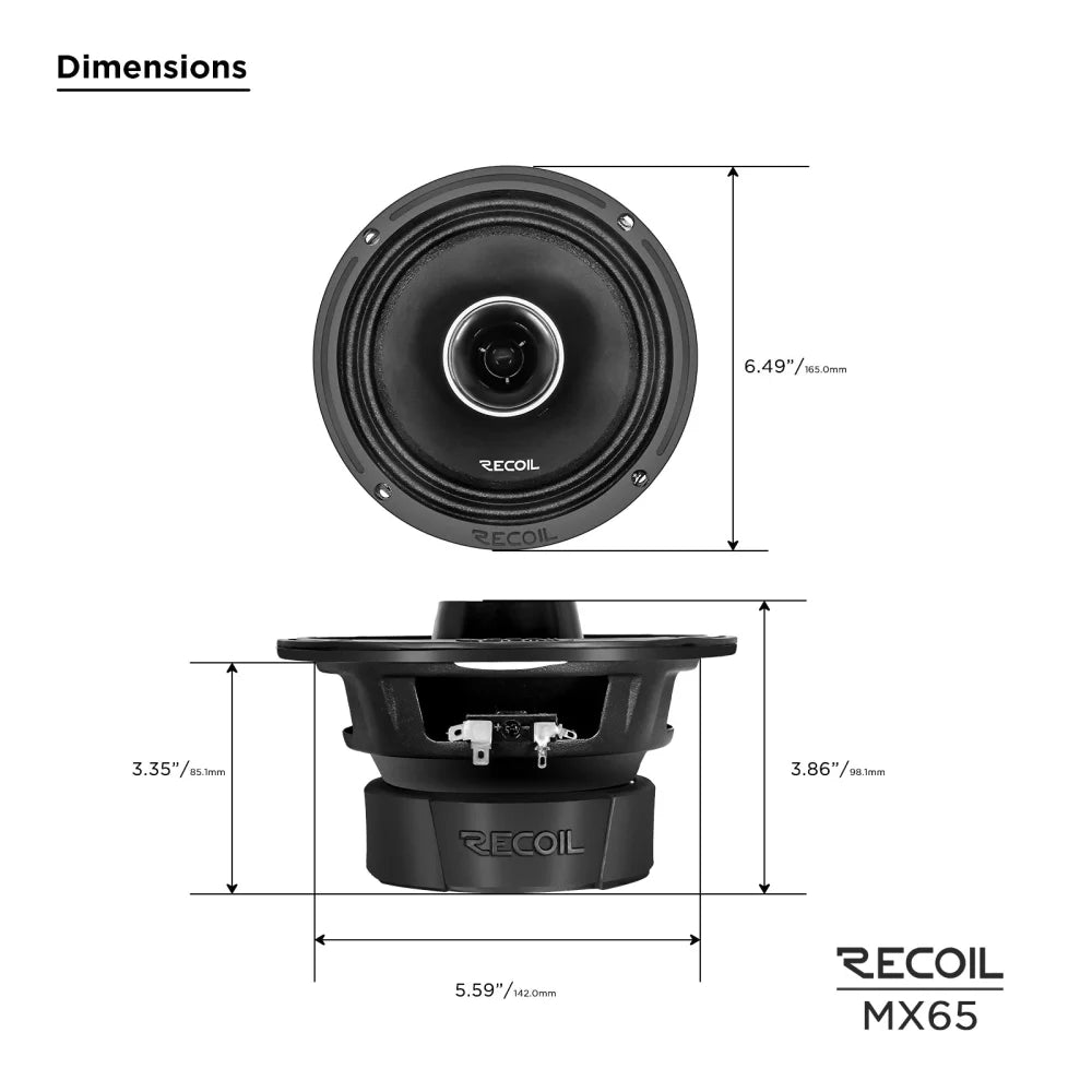 Recoil Mx65 Pair 6.5-inch 2-way Pro Audio Midrange Coaxial