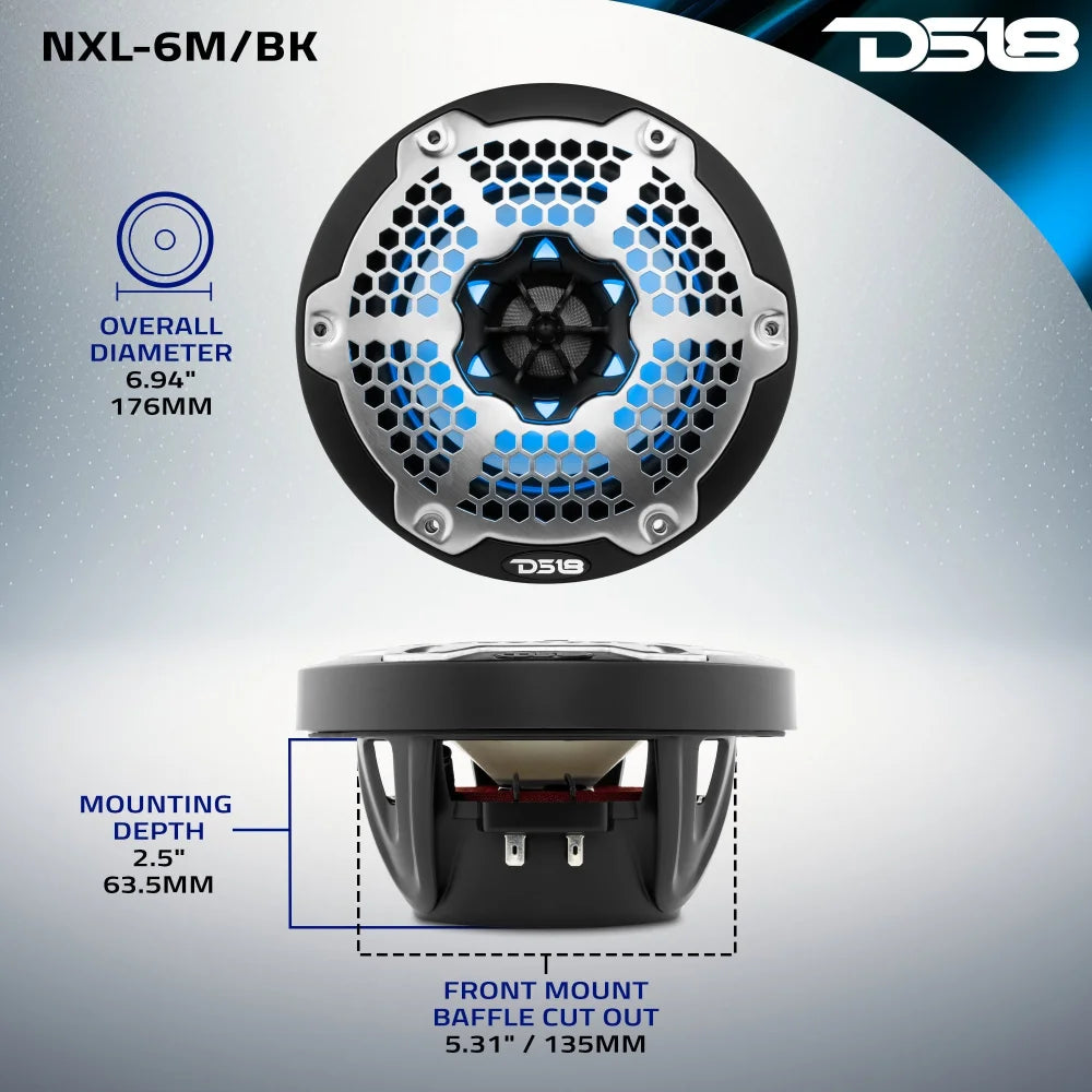 Nxl 6.5’’ 2-way Coaxial Marine Speaker with Led Rgb