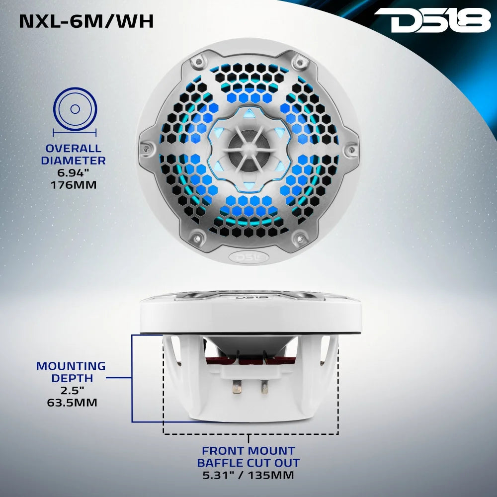 Nxl 6.5’’ 2-way Coaxial Marine Speaker with Led Rgb