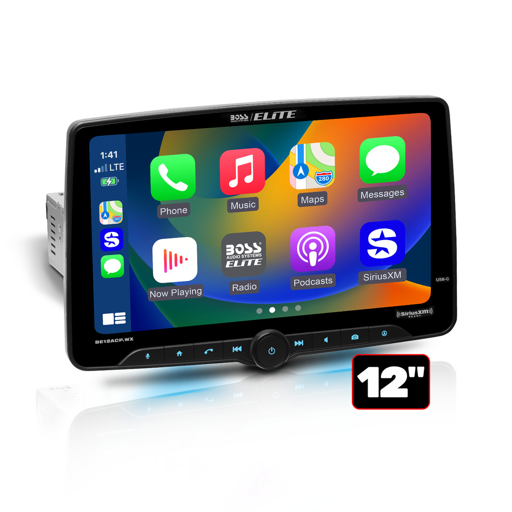 BOSS Elite BE12ACP.WX 12-Inch Floating Touchscreen Radio front view