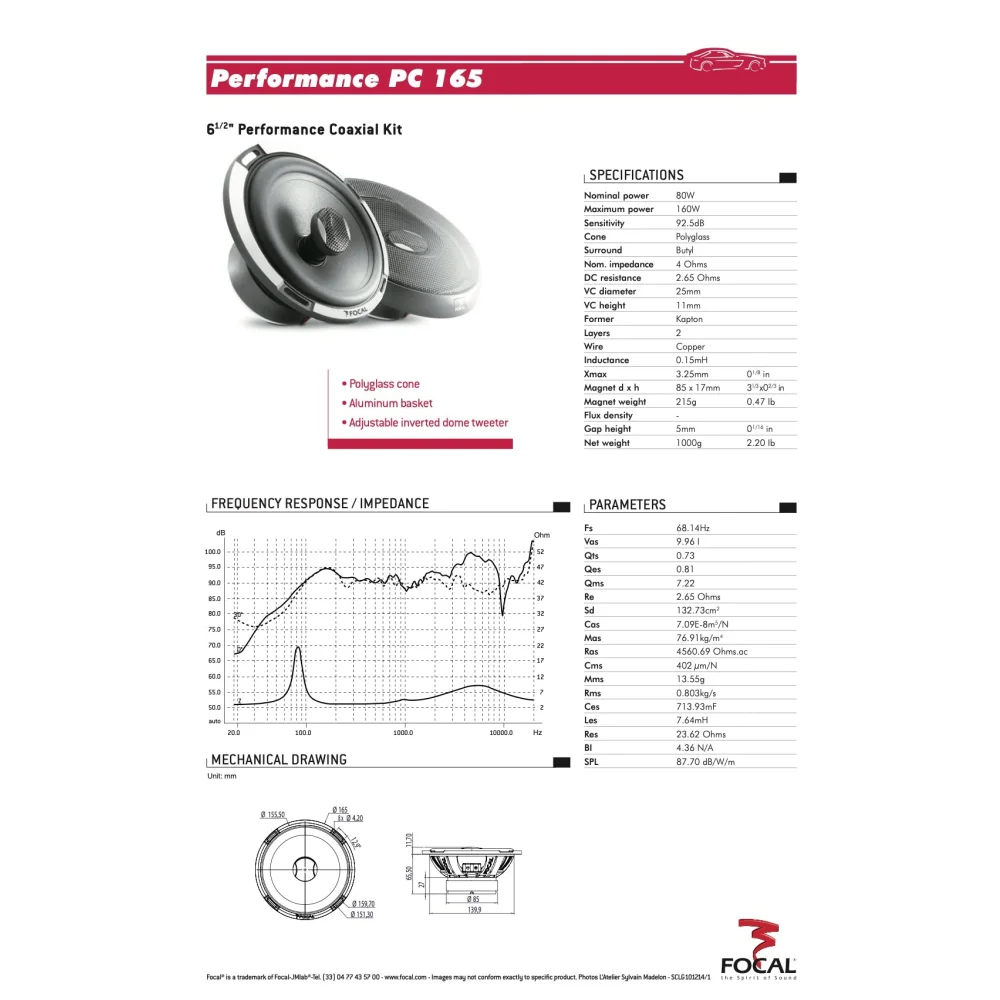 Pc 165 Focal Expert 6.5’’ 6 1/2 Inch Coaxial 2 Way