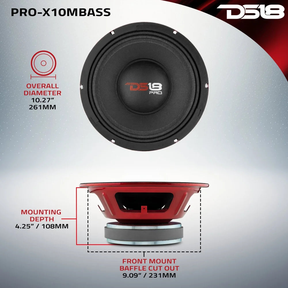 Pro-x 10’’ Mid-bass Loudspeaker 400 Watts Rms 8-ohm