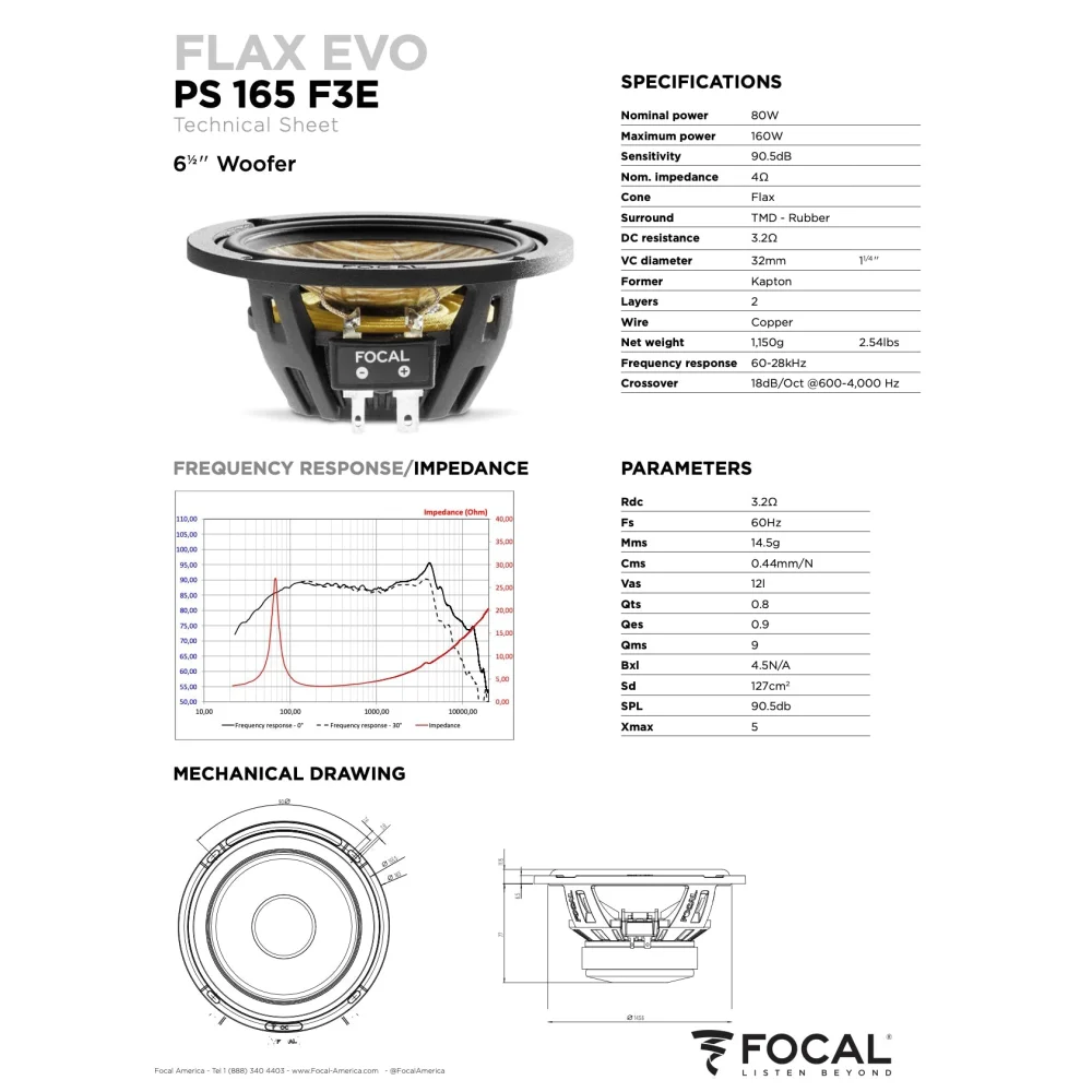 Ps 165 F3e Focal Flax Evo 6.5’’ 3-way Component