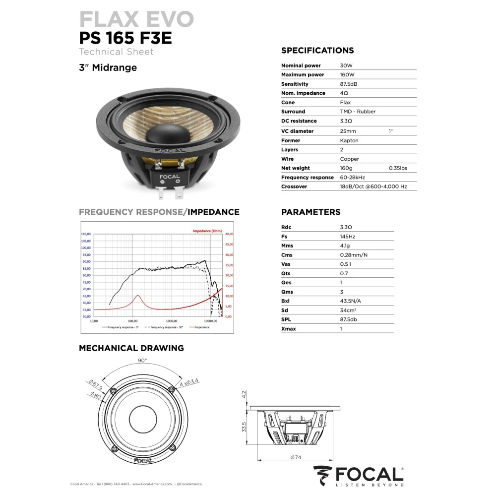 Ps 165 F3e Focal Flax Evo 6.5’’ 3-way Component