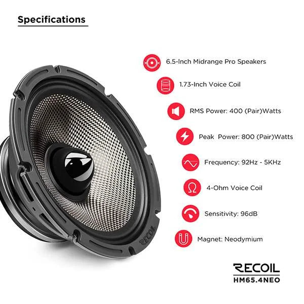 Recoil Audio Hm6.5 Neo 6.5 Inch Midrange Speaker Pair 200