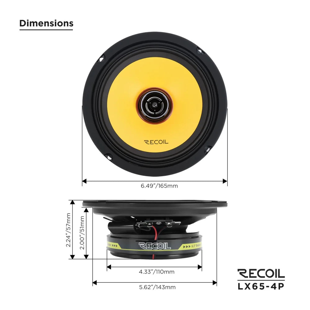 Recoil Audio Lx65-4p 6.5″ Pro Coaxial Car Speakers