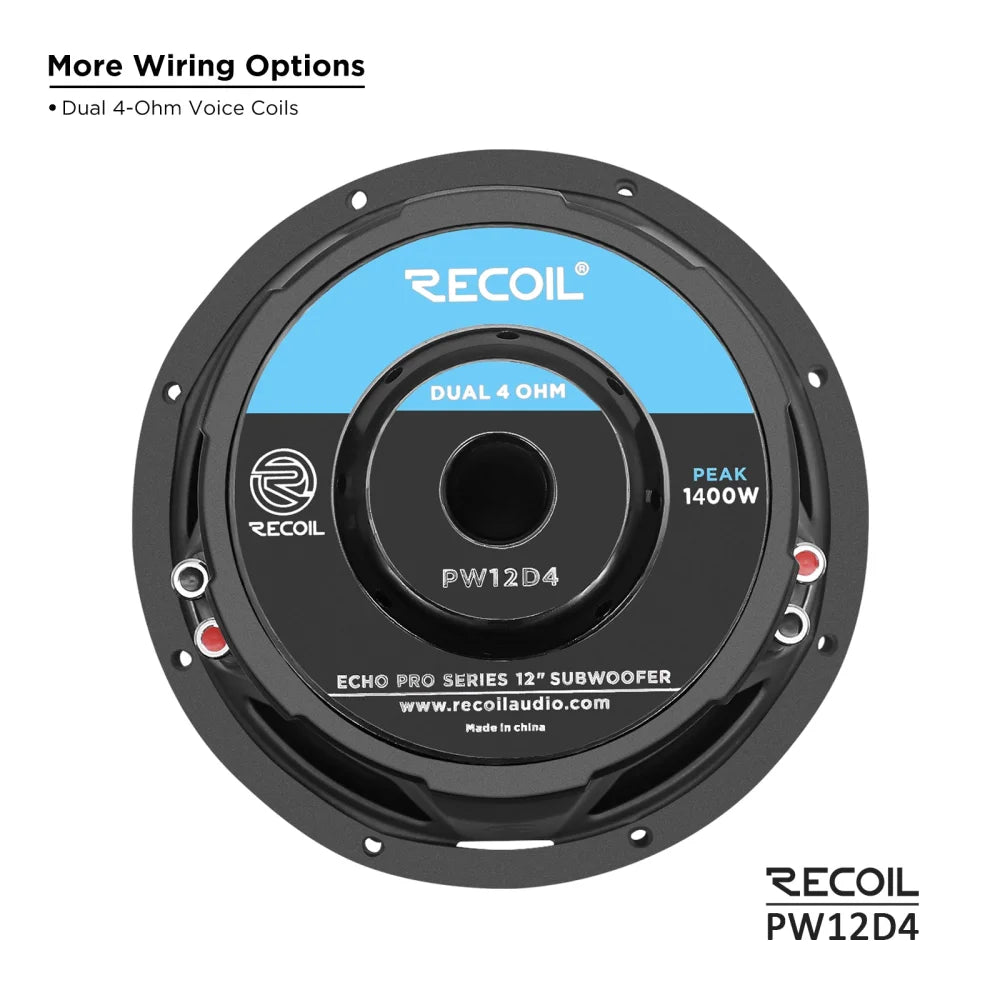 Recoil Audio Pw12d4 Echo Pro 12 Inch 1,400 Watts Power Dual