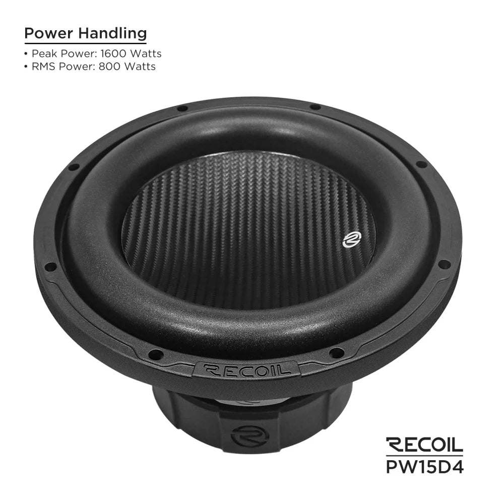 Recoil Audio Pw15d4 15’’ Subwoofer 800 Watts Rms - Sms Car