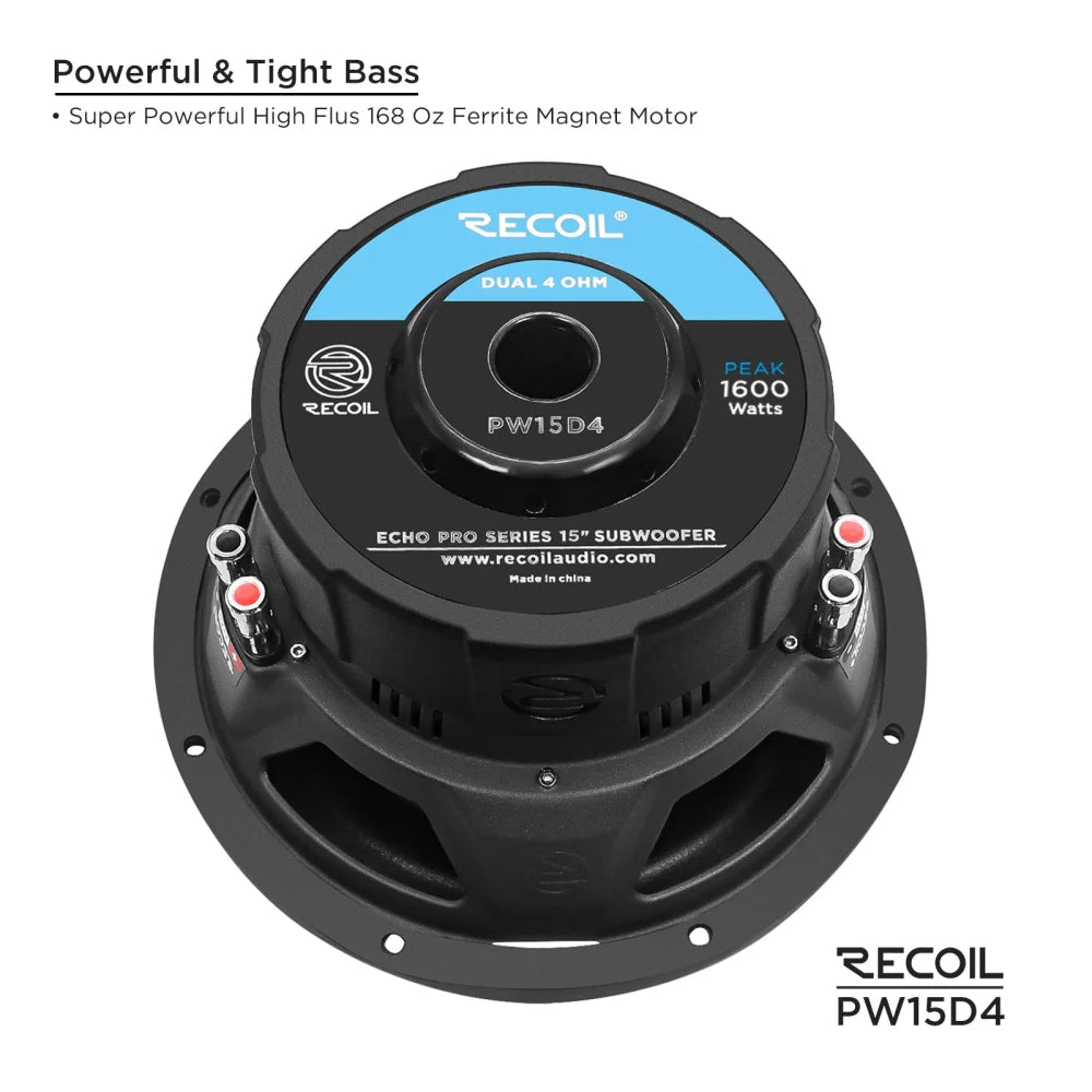 Recoil Audio Pw15d4 15’’ Subwoofer 800 Watts Rms - Sms Car