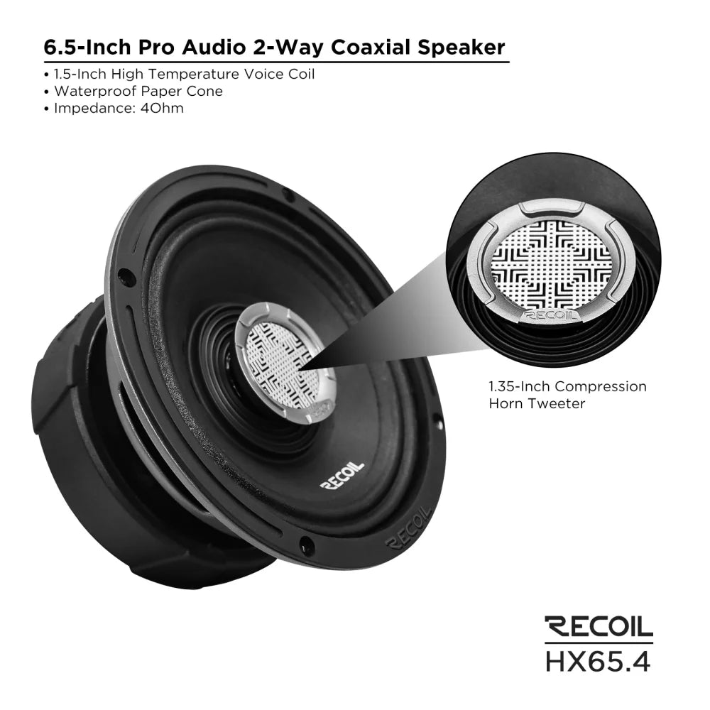 Recoil Hx65.4 Pro Audio Coaxial Speaker - Sms Car Audio