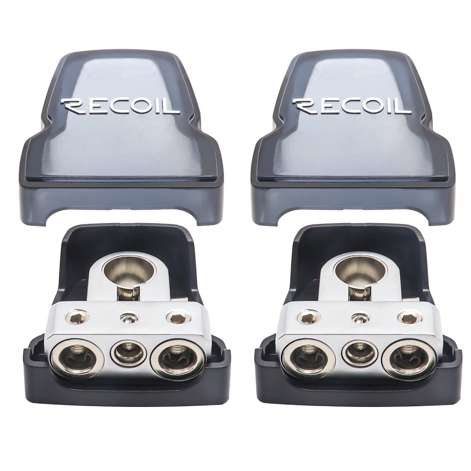 Recoil PBT-2014 premium solid brass positive and negative battery terminals 2 pack