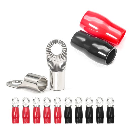 Recoil RT038-10 0 AWG 3/8-Inch Copper Ring Terminals 10 Pack