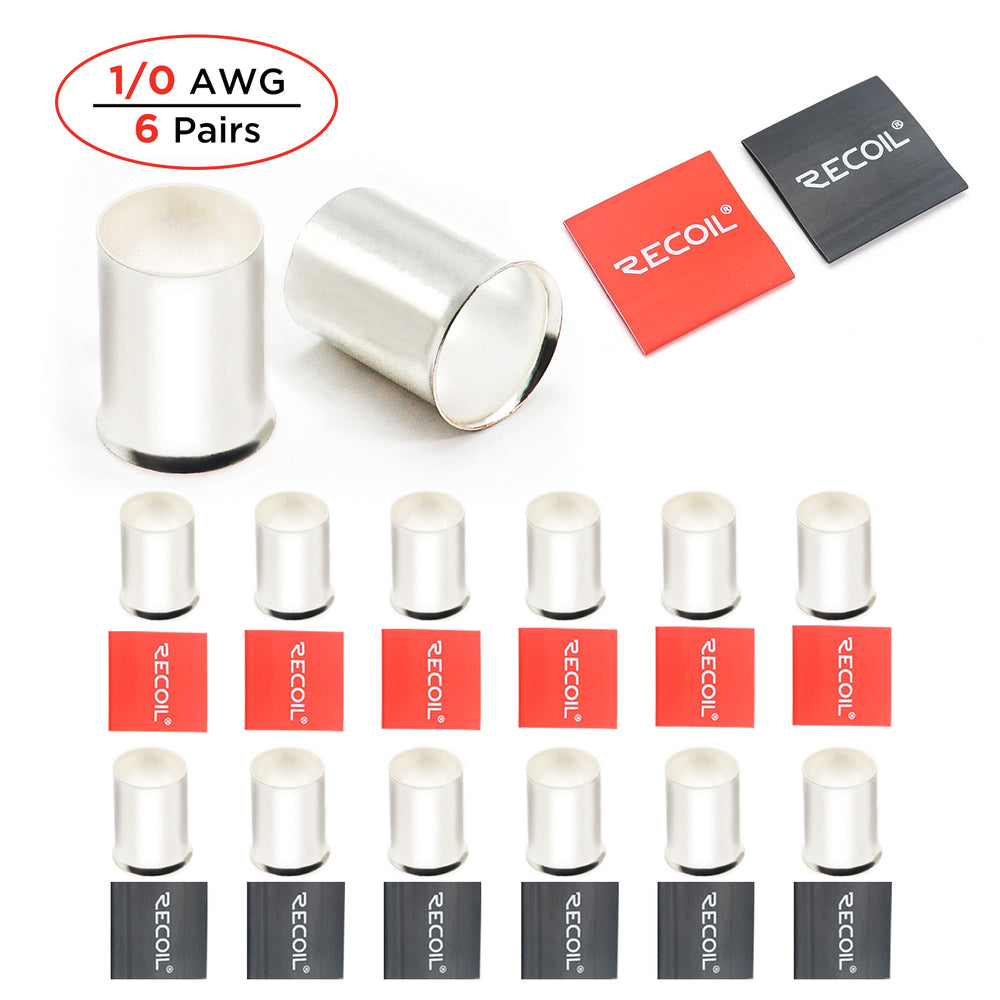 Recoil WF012 1/0 AWG Wire Ferrules with Heat Shrink