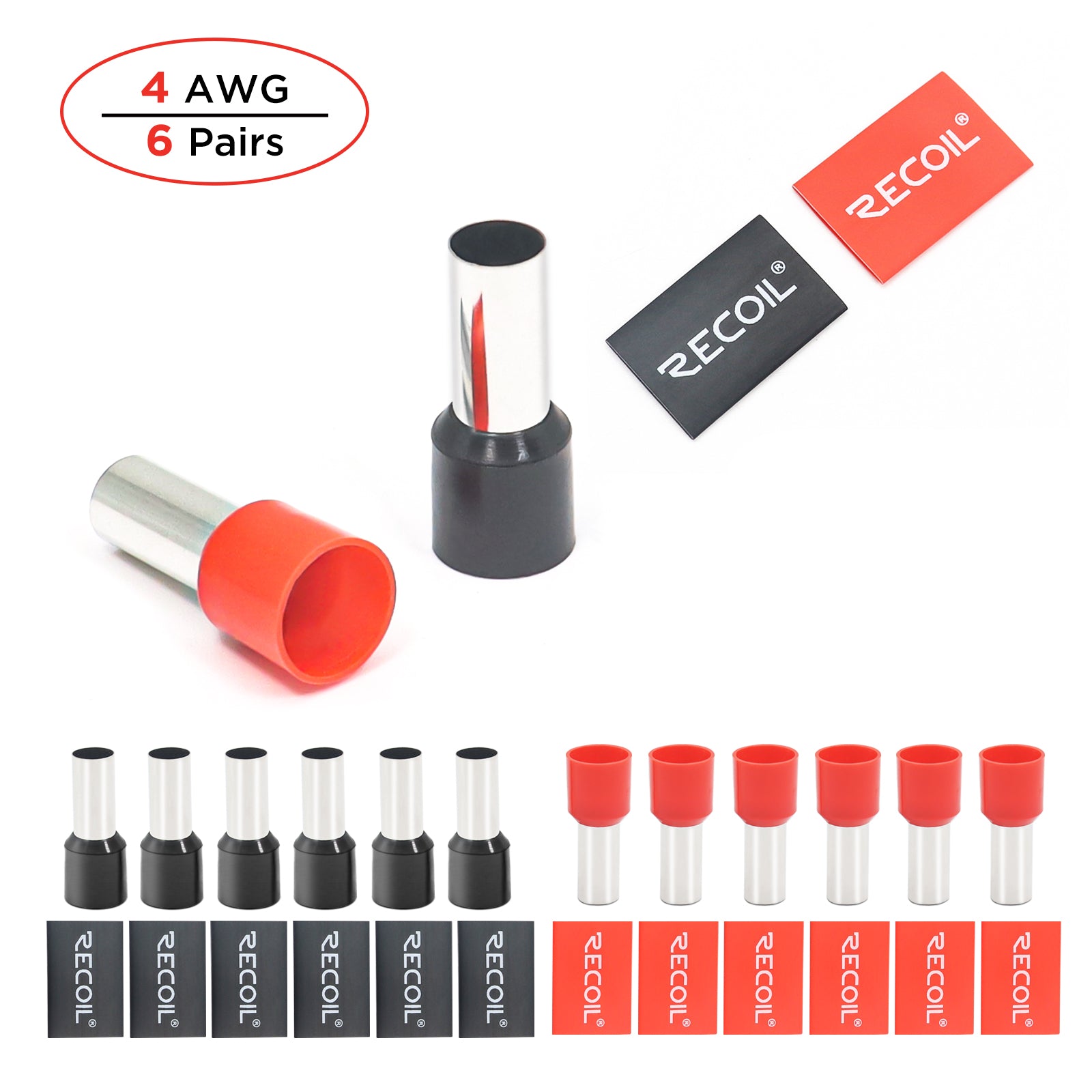 Recoil WF412 4 AWG Wire Ferrules with Heat Shrink