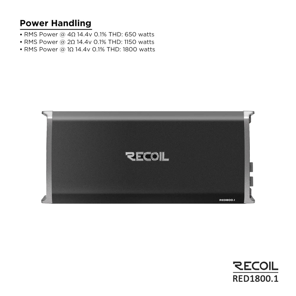 Recpoil Red 1800.1 1 Ohm Stable Channel Subwoofer Amplifier