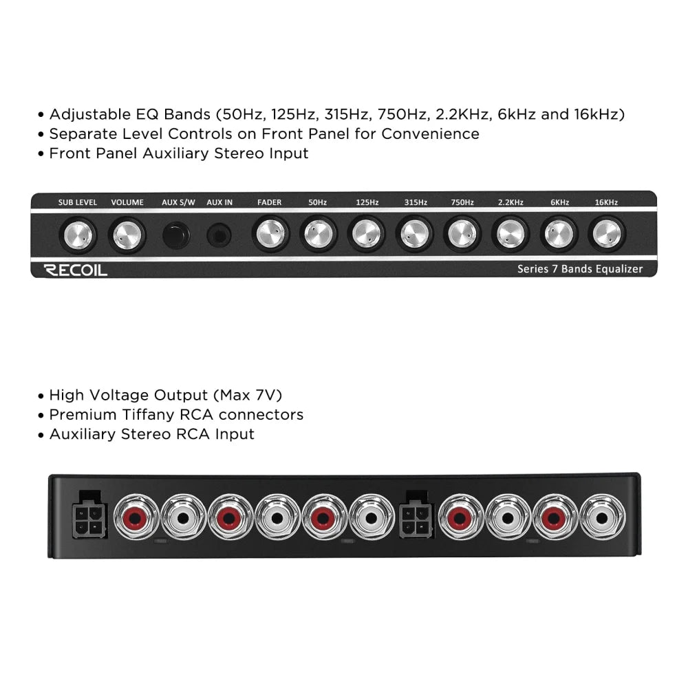 Req7 7 Band 1/2 Din Pre-amp Car Audio Parametric Graphic