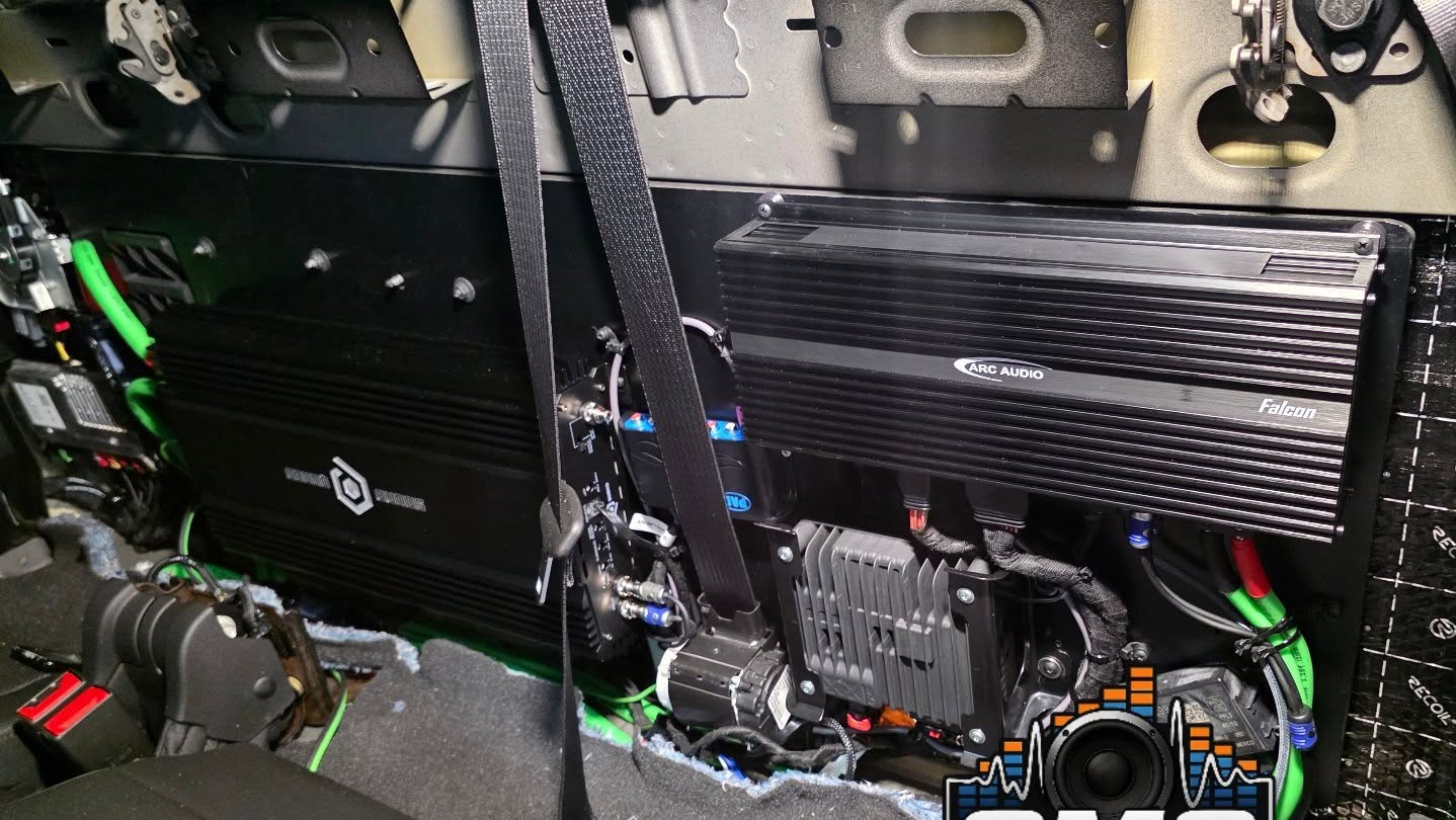 2022 GMC Duramax Bose factory system integrated with ARC Audio Falcon DSP by SMS Car Audio