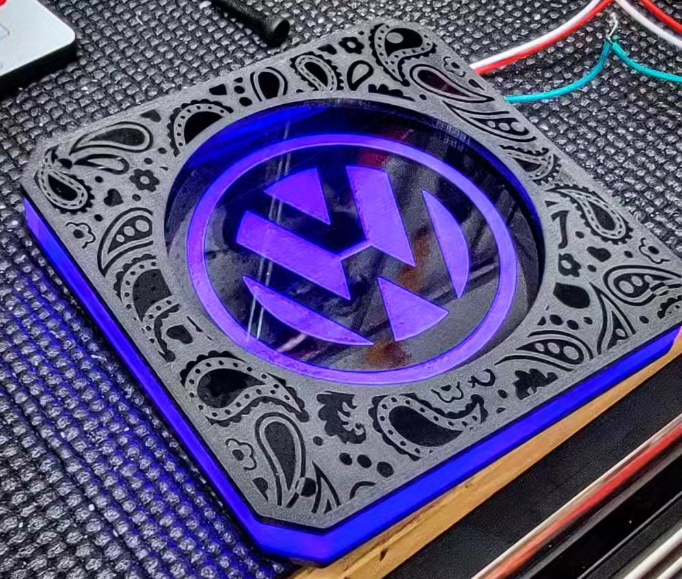 Lit FX custom engraved acrylic LED plaque fabrication example by SMS Car Audio