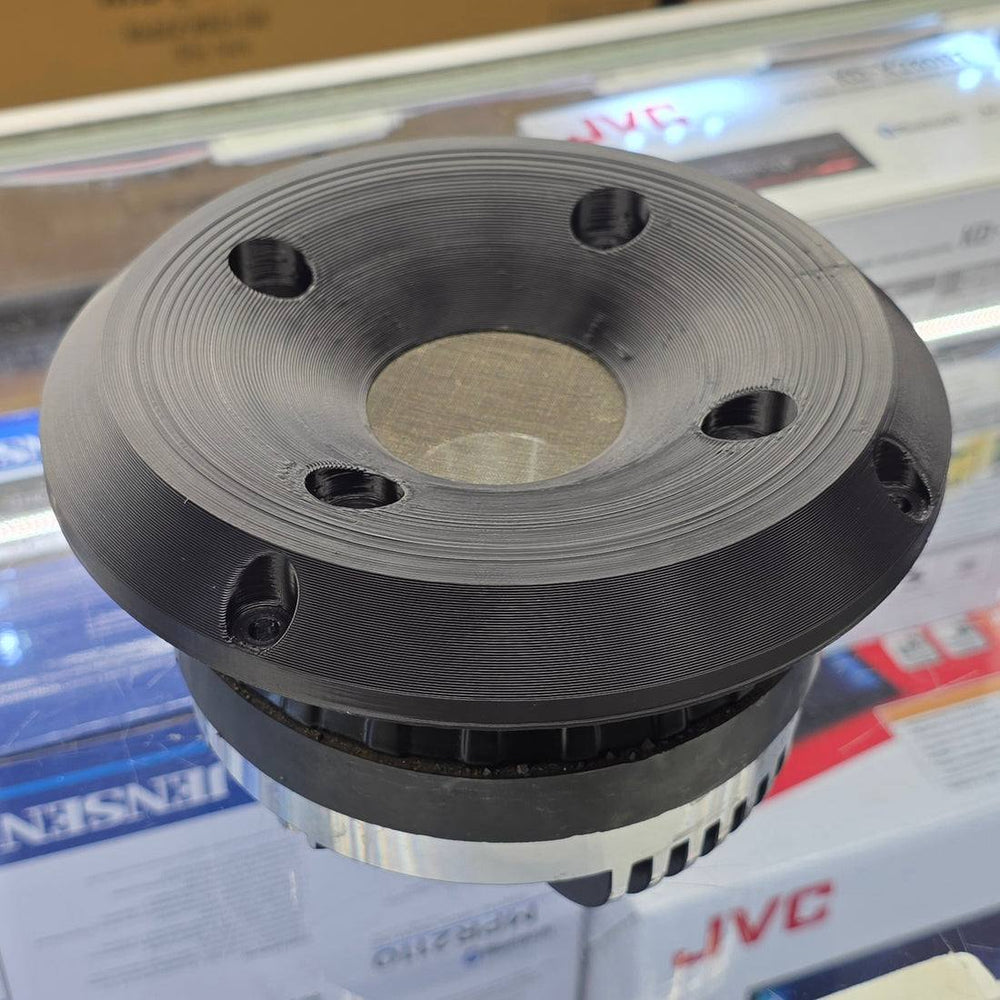 SMS Precision 6.5-inch adapter fitted to a 2-inch four-bolt compression driver, top view